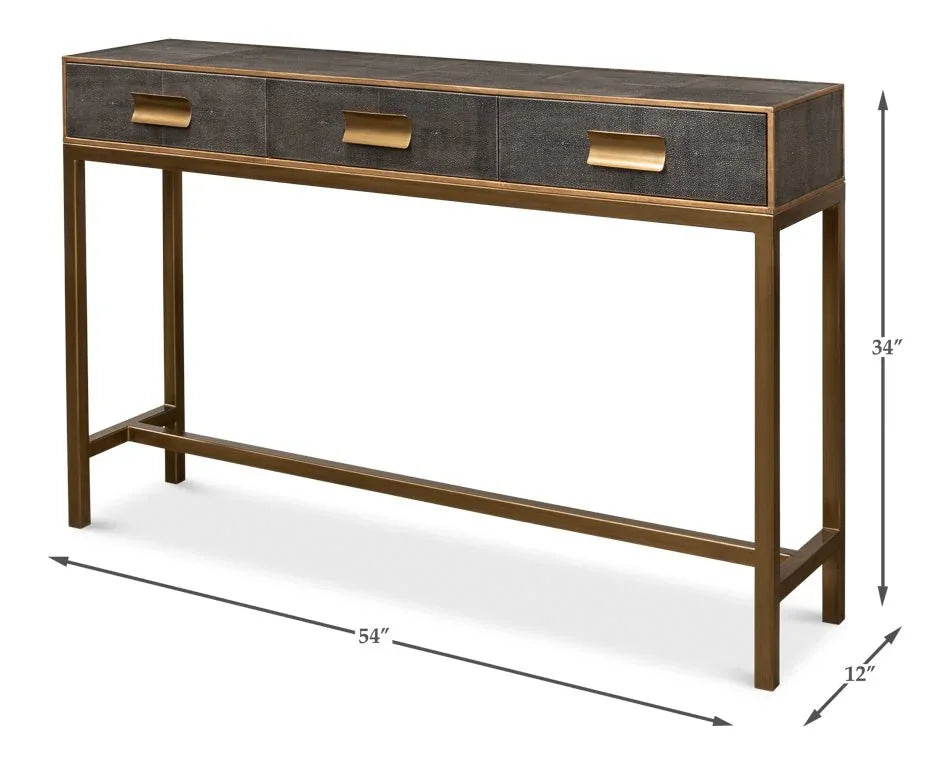 Gideon Shagreen Leather Rectangular Console Table - LOOMLAN - Sarreid - Console Tables