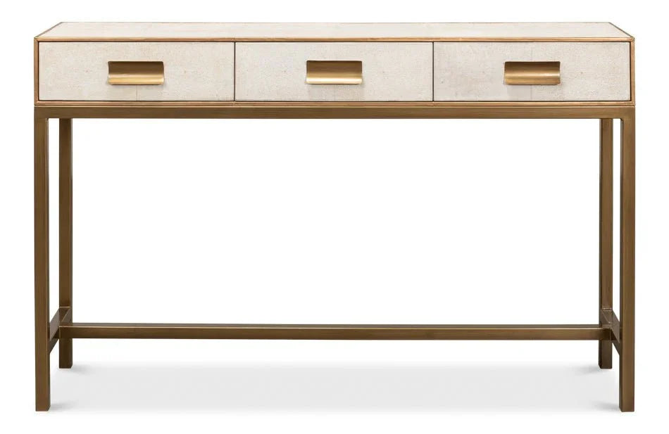Gideon Shagreen Leather Rectangular Console Table - LOOMLAN - Sarreid - Console Tables
