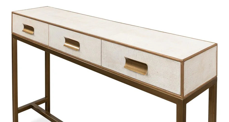 Gideon Shagreen Leather Rectangular Console Table - LOOMLAN - Sarreid - Console Tables