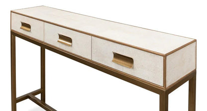 Gideon Shagreen Leather Rectangular Console Table - LOOMLAN - Sarreid - Console Tables