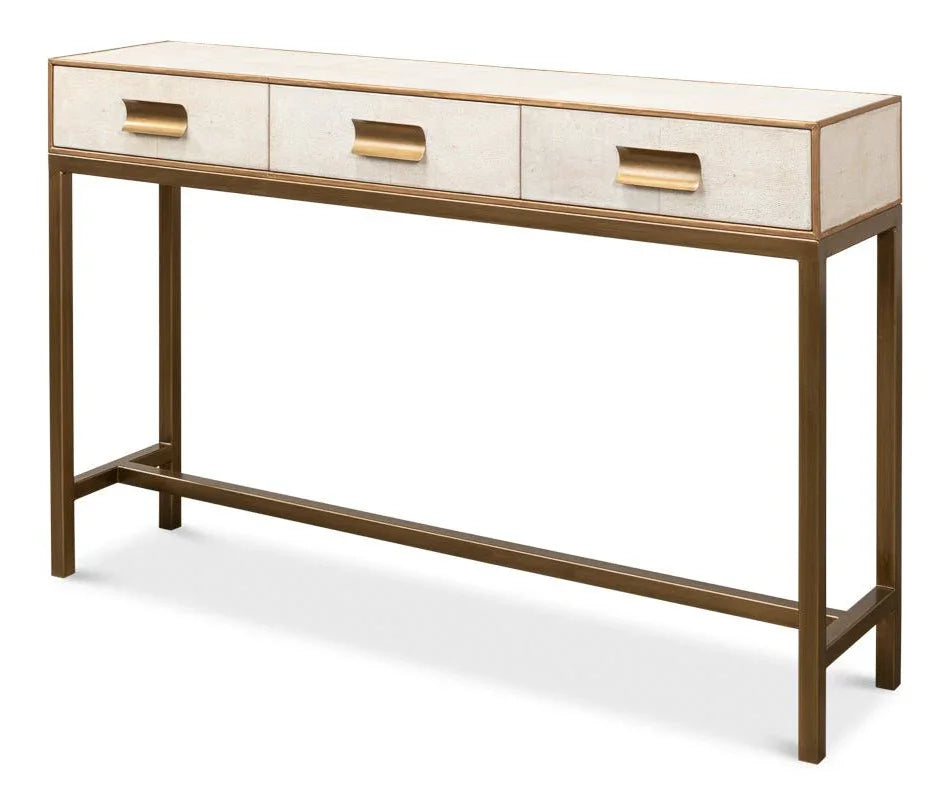 Gideon Shagreen Leather Rectangular Console Table - LOOMLAN - Sarreid - Console Tables