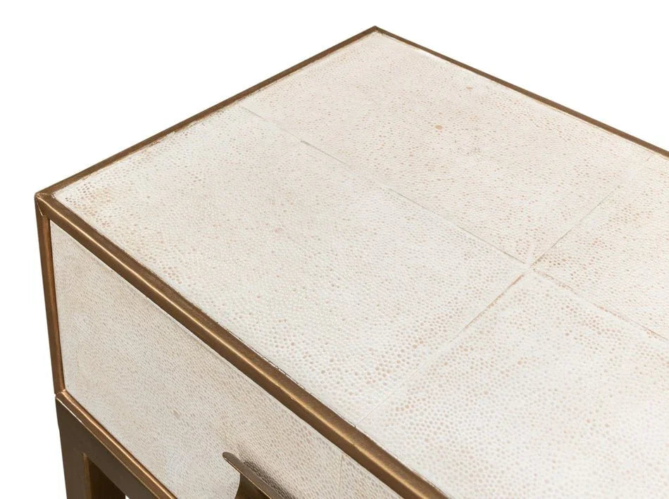 Gideon Shagreen Leather Rectangular Console Table - LOOMLAN - Sarreid - Console Tables