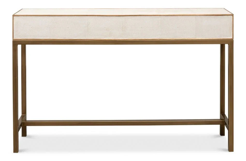Gideon Shagreen Leather Rectangular Console Table - LOOMLAN - Sarreid - Console Tables