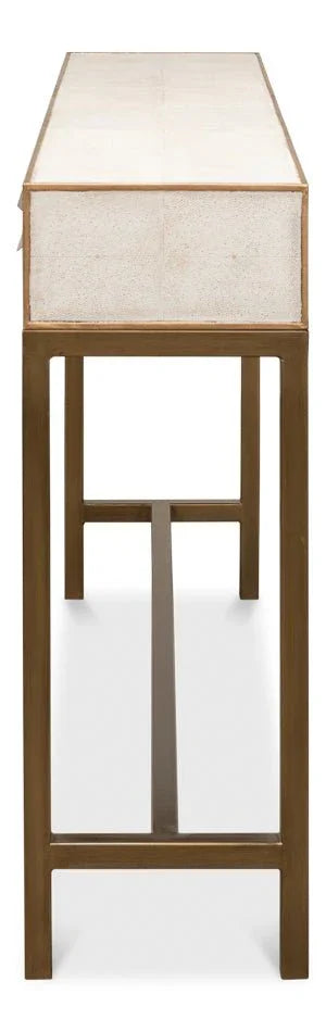 Gideon Shagreen Leather Rectangular Console Table - LOOMLAN - Sarreid - Console Tables