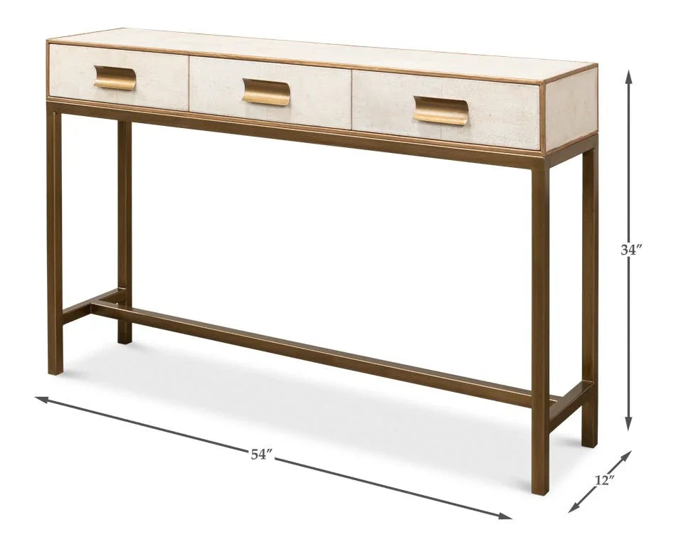 Gideon Shagreen Leather Rectangular Console Table - LOOMLAN - Sarreid - Console Tables