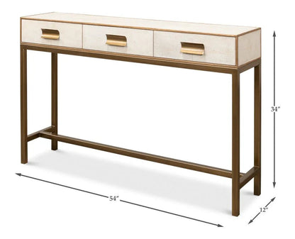Gideon Shagreen Leather Rectangular Console Table - LOOMLAN - Sarreid - Console Tables