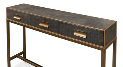Gideon Shagreen Leather Rectangular Console Table - LOOMLAN - Sarreid - Console Tables