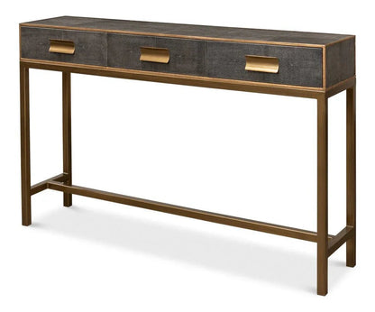Gideon Shagreen Leather Rectangular Console Table - LOOMLAN - Sarreid - Console Tables