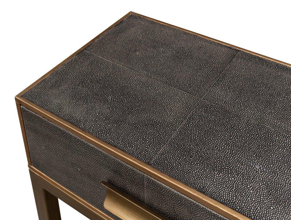 Gideon Shagreen Leather Rectangular Console Table - LOOMLAN - Sarreid - Console Tables