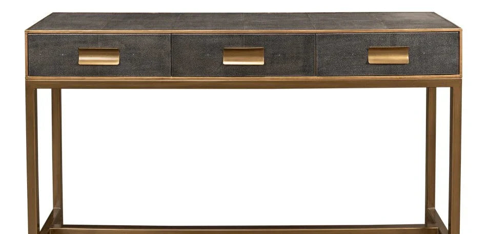 Gideon Shagreen Leather Rectangular Console Table - LOOMLAN - Sarreid - Console Tables