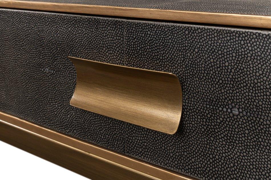 Gideon Shagreen Leather Rectangular Console Table - LOOMLAN - Sarreid - Console Tables