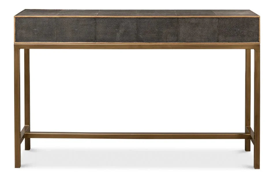 Gideon Shagreen Leather Rectangular Console Table - LOOMLAN - Sarreid - Console Tables
