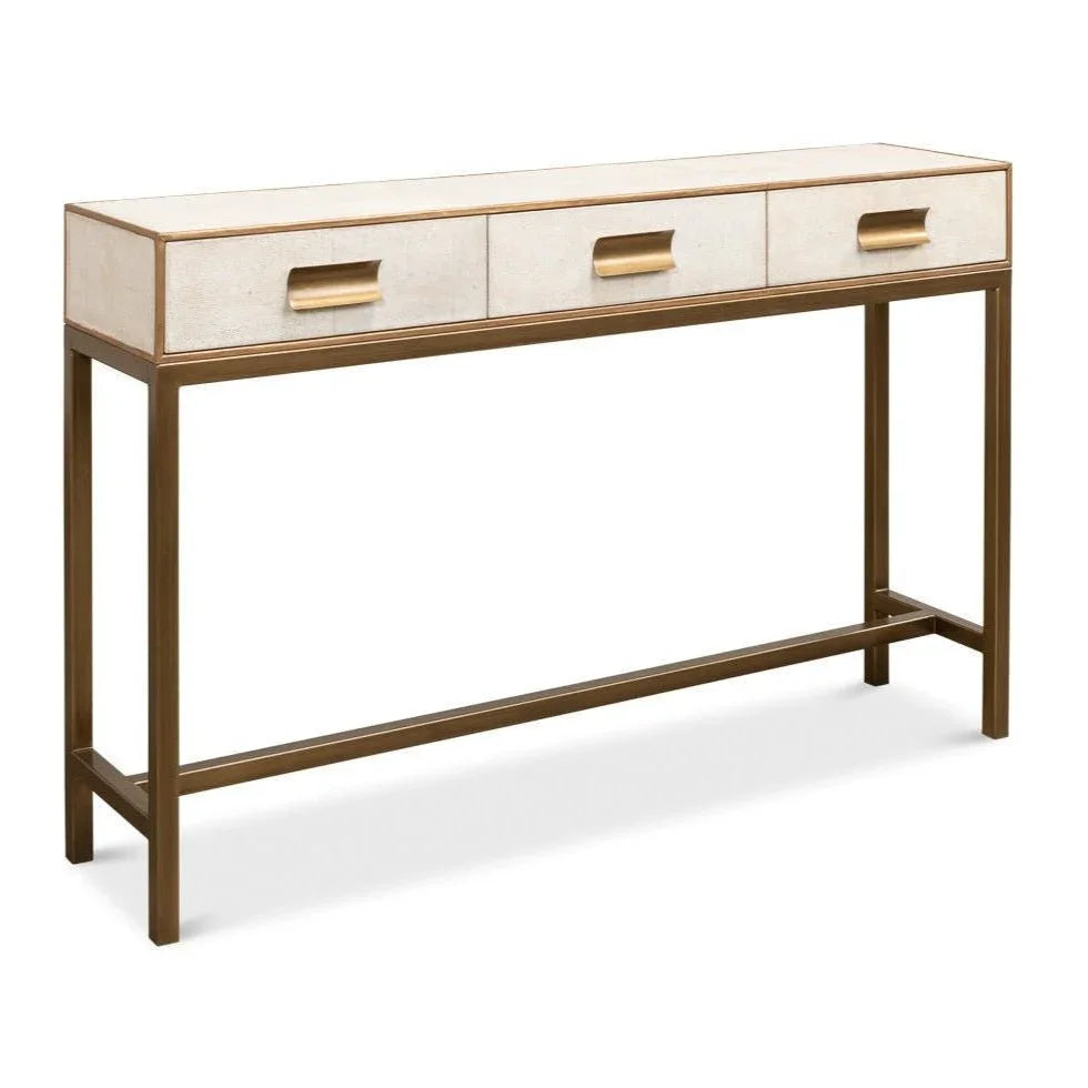 Gideon Shagreen Leather Rectangular Console Table - LOOMLAN - Sarreid - Console Tables