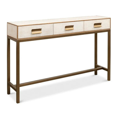 Gideon Shagreen Leather Rectangular Console Table - LOOMLAN - Sarreid - Console Tables