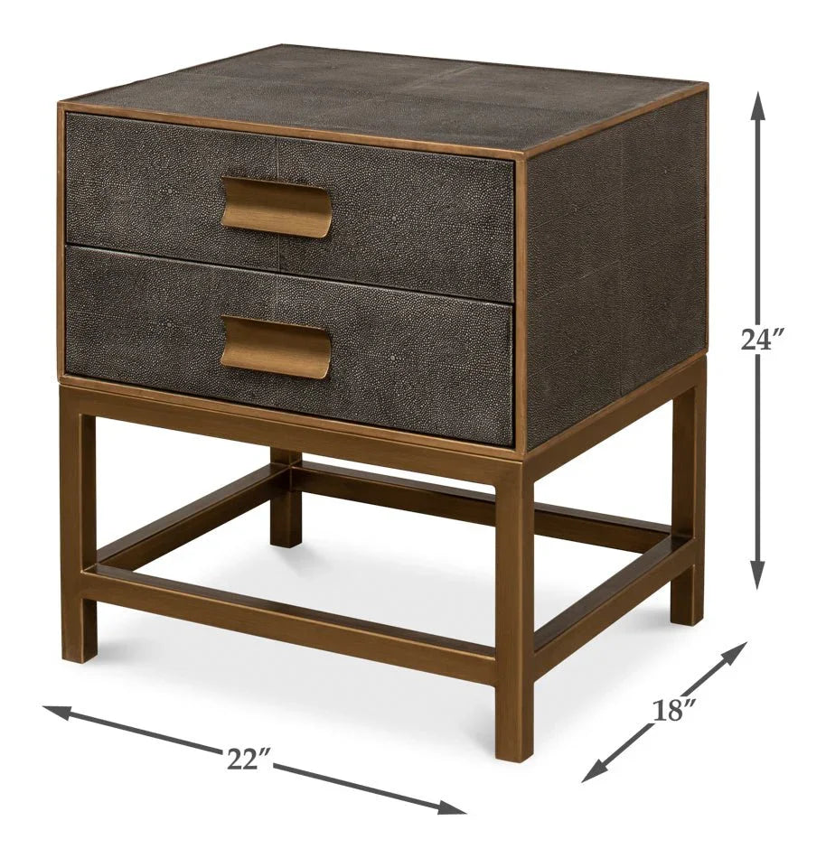 Gideon Shagreen Leather Rectangular Side Table - LOOMLAN - Sarreid - Side Tables