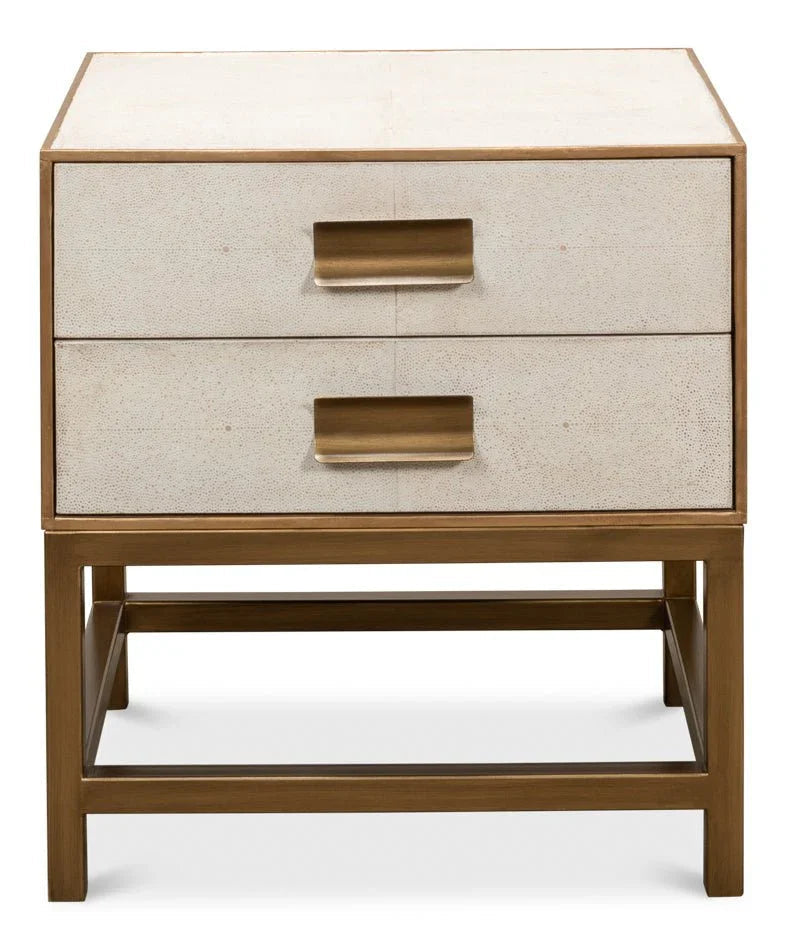 Gideon Shagreen Leather Rectangular Side Table - LOOMLAN - Sarreid - Side Tables