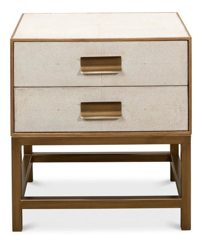 Gideon Shagreen Leather Rectangular Side Table - LOOMLAN - Sarreid - Side Tables