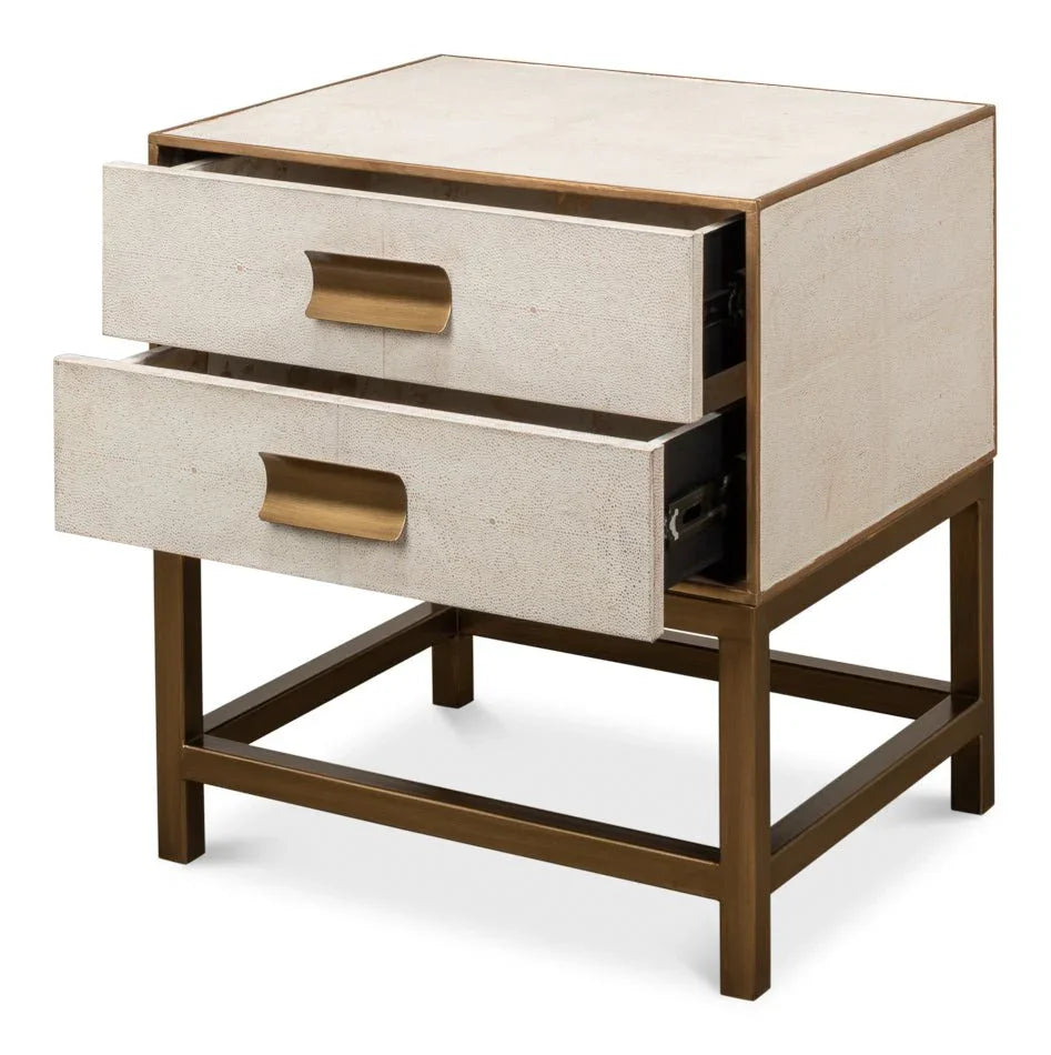 Gideon Shagreen Leather Rectangular Side Table - LOOMLAN - Sarreid - Side Tables