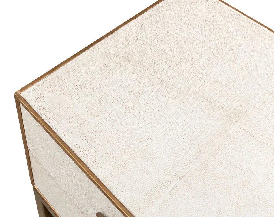 Gideon Shagreen Leather Rectangular Side Table - LOOMLAN - Sarreid - Side Tables