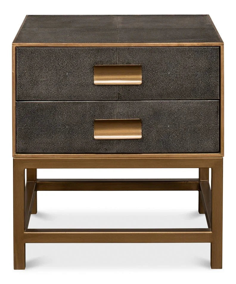 Gideon Shagreen Leather Rectangular Side Table - LOOMLAN - Sarreid - Side Tables