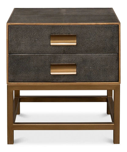 Gideon Shagreen Leather Rectangular Side Table - LOOMLAN - Sarreid - Side Tables