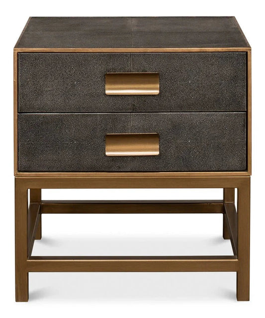 Gideon Shagreen Leather Rectangular Side Table - LOOMLAN - Sarreid - Side Tables