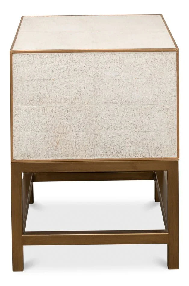Gideon Shagreen Leather Rectangular Side Table - LOOMLAN - Sarreid - Side Tables