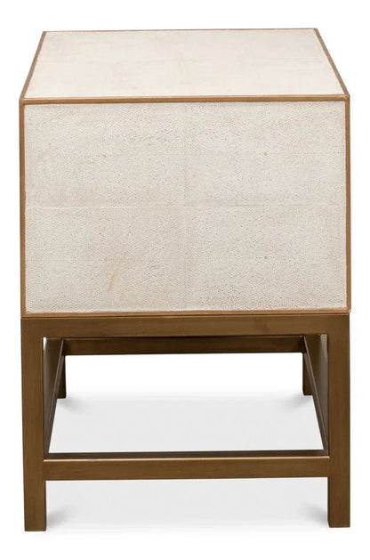 Gideon Shagreen Leather Rectangular Side Table - LOOMLAN - Sarreid - Side Tables
