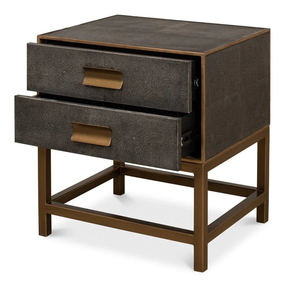 Gideon Shagreen Leather Rectangular Side Table - LOOMLAN - Sarreid - Side Tables