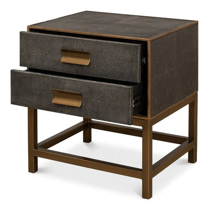 Gideon Shagreen Leather Rectangular Side Table - LOOMLAN - Sarreid - Side Tables