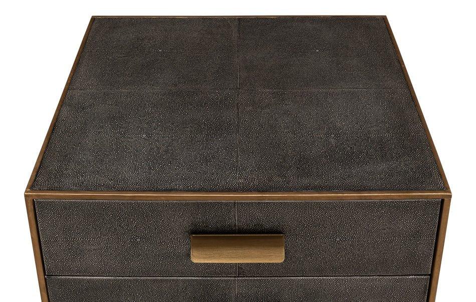 Gideon Shagreen Leather Rectangular Side Table - LOOMLAN - Sarreid - Side Tables