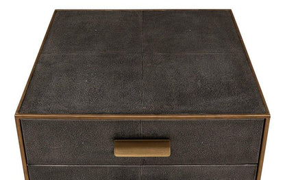 Gideon Shagreen Leather Rectangular Side Table - LOOMLAN - Sarreid - Side Tables