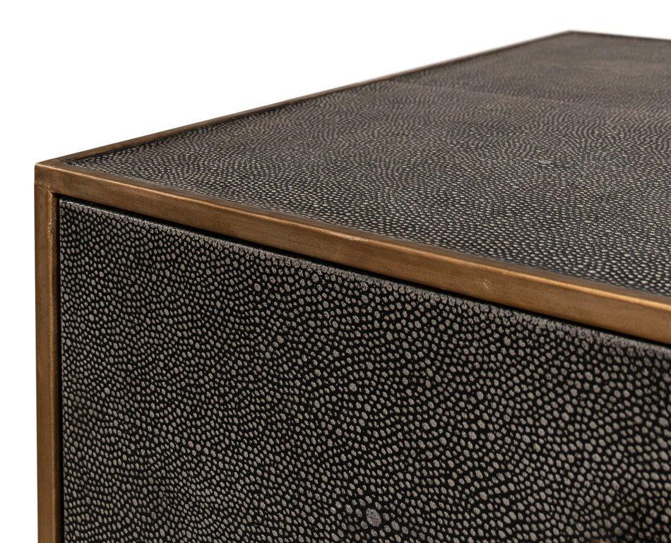 Gideon Shagreen Leather Rectangular Side Table - LOOMLAN - Sarreid - Side Tables