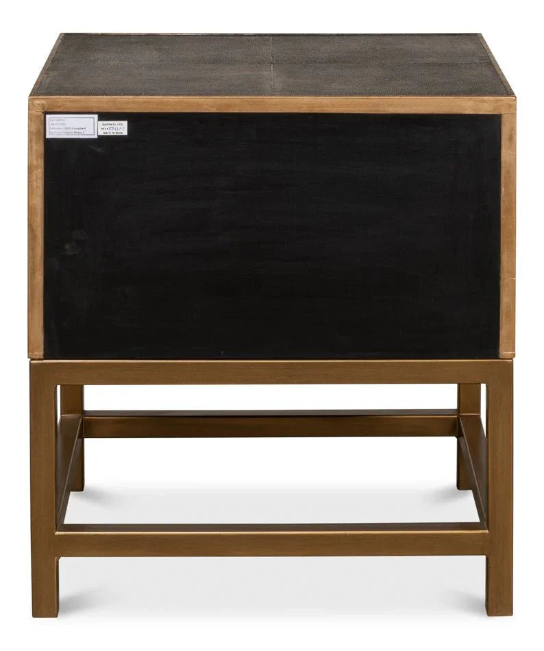 Gideon Shagreen Leather Rectangular Side Table - LOOMLAN - Sarreid - Side Tables