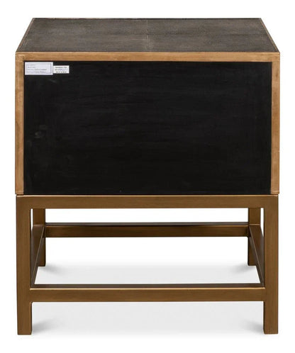Gideon Shagreen Leather Rectangular Side Table - LOOMLAN - Sarreid - Side Tables