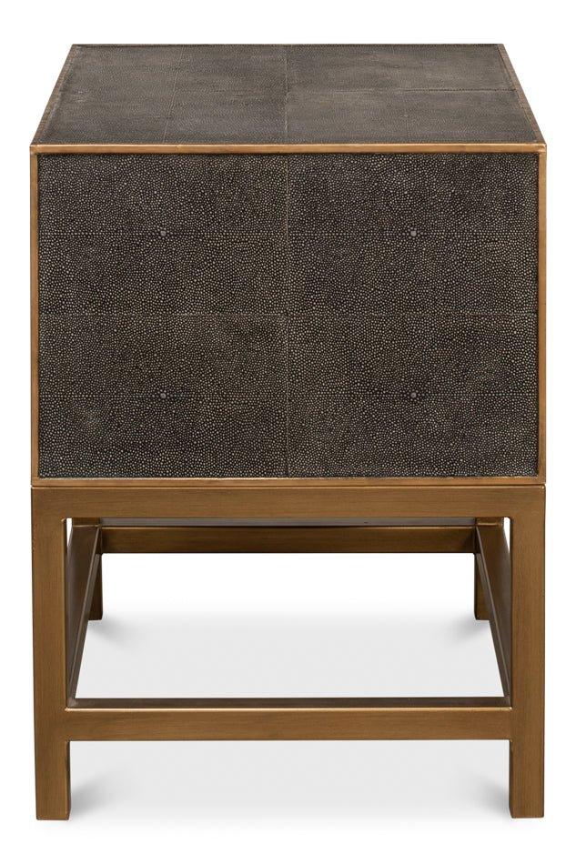 Gideon Shagreen Leather Rectangular Side Table - LOOMLAN - Sarreid - Side Tables