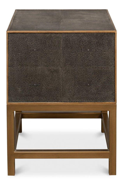 Gideon Shagreen Leather Rectangular Side Table - LOOMLAN - Sarreid - Side Tables