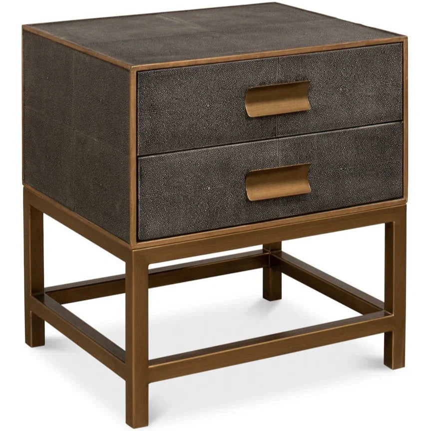Gideon Shagreen Leather Rectangular Side Table - LOOMLAN - Sarreid - Side Tables
