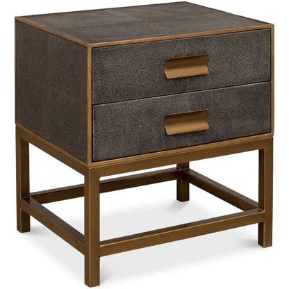 Gideon Shagreen Leather Rectangular Side Table - LOOMLAN - Sarreid - Side Tables