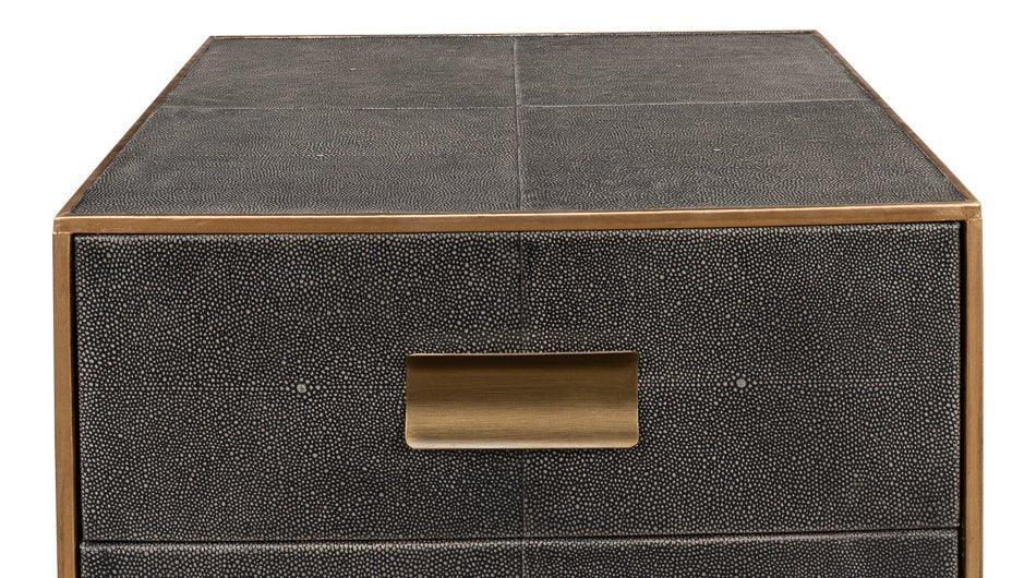 Gideon Shagreen Leather Three Drawer Side Table - LOOMLAN - Sarreid - Side Tables