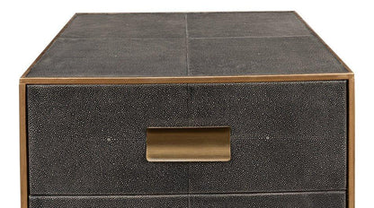 Gideon Shagreen Leather Three Drawer Side Table - LOOMLAN - Sarreid - Side Tables