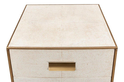 Gideon Shagreen Leather Three Drawer Side Table - LOOMLAN - Sarreid - Side Tables