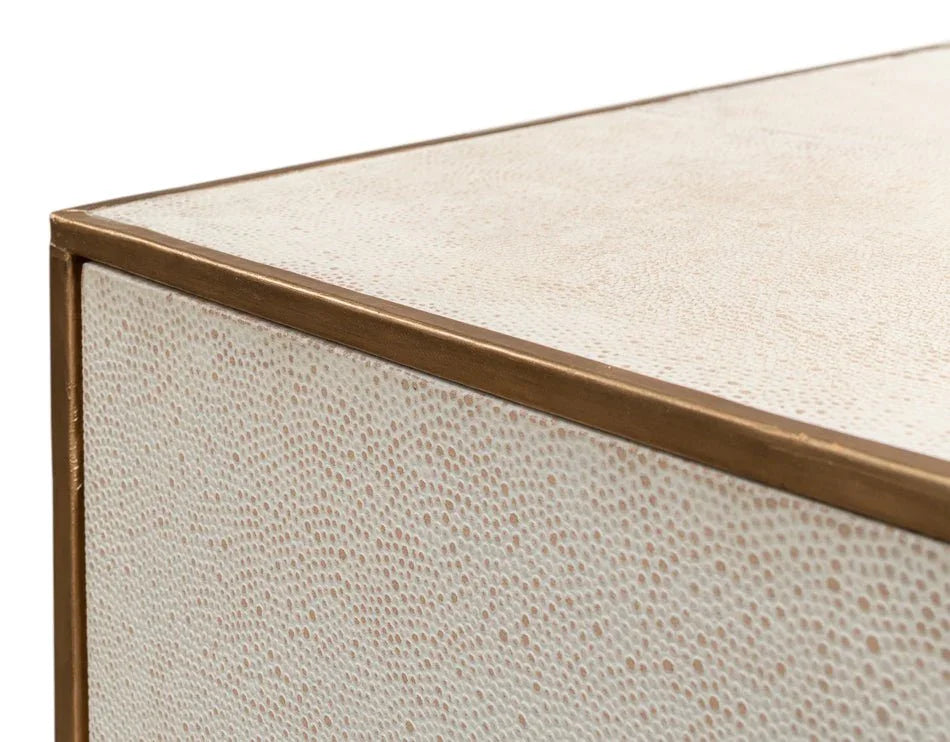 Gideon Shagreen Leather Three Drawer Side Table - LOOMLAN - Sarreid - Side Tables