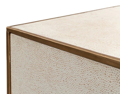 Gideon Shagreen Leather Three Drawer Side Table - LOOMLAN - Sarreid - Side Tables