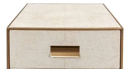 Gideon Shagreen Leather Three Drawer Side Table - LOOMLAN - Sarreid - Side Tables