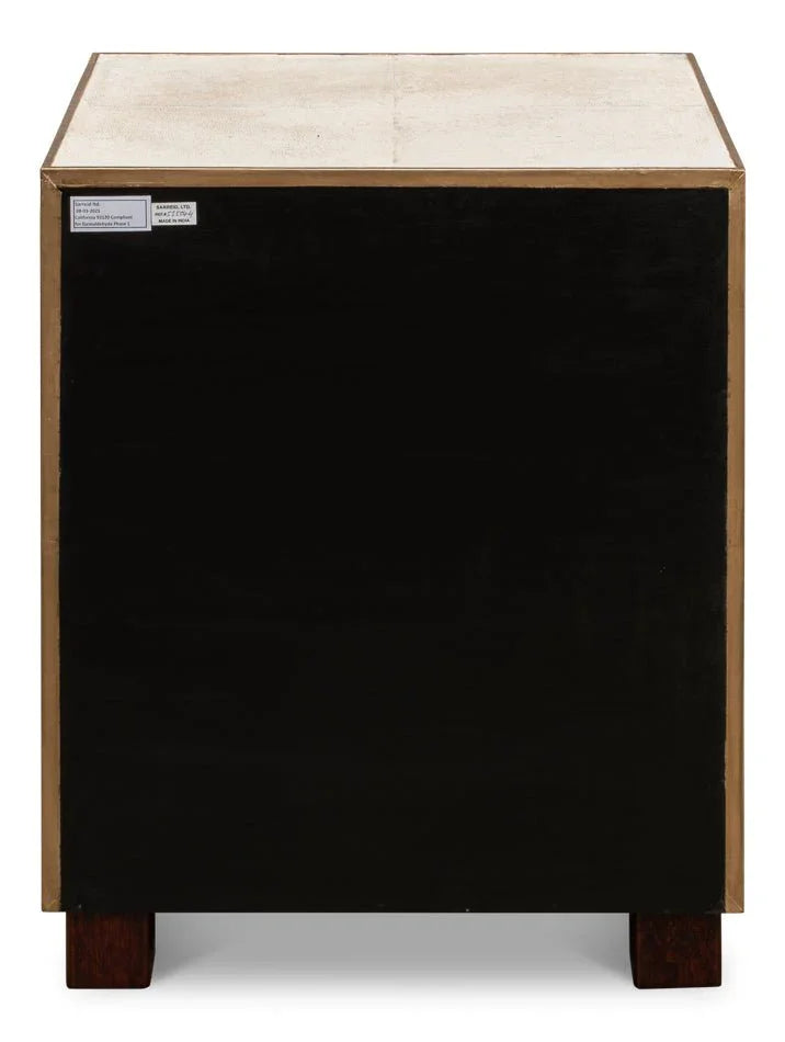 Gideon Shagreen Leather Three Drawer Side Table - LOOMLAN - Sarreid - Side Tables