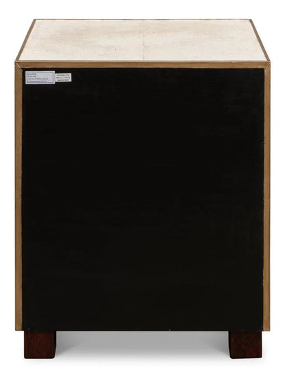 Gideon Shagreen Leather Three Drawer Side Table - LOOMLAN - Sarreid - Side Tables