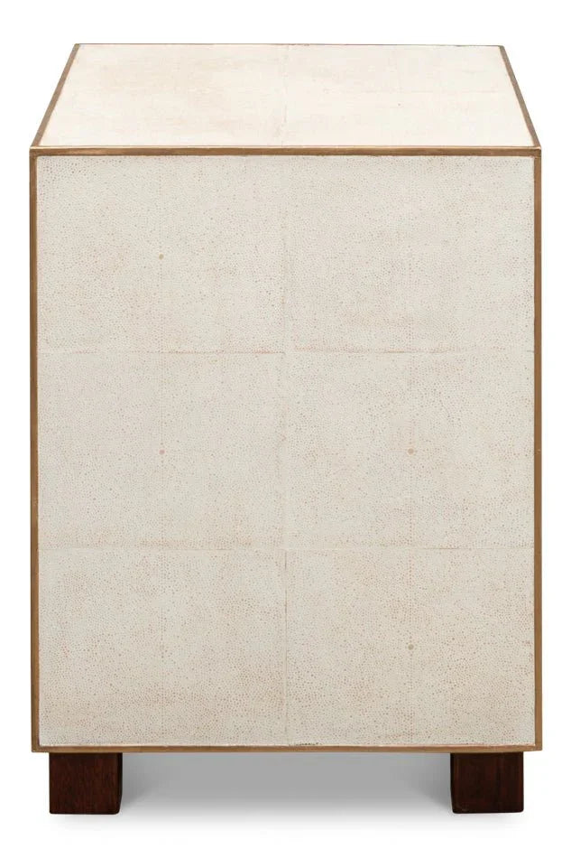 Gideon Shagreen Leather Three Drawer Side Table - LOOMLAN - Sarreid - Side Tables