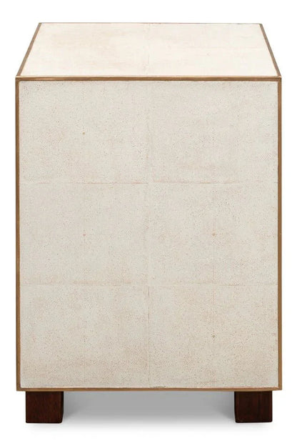 Gideon Shagreen Leather Three Drawer Side Table - LOOMLAN - Sarreid - Side Tables