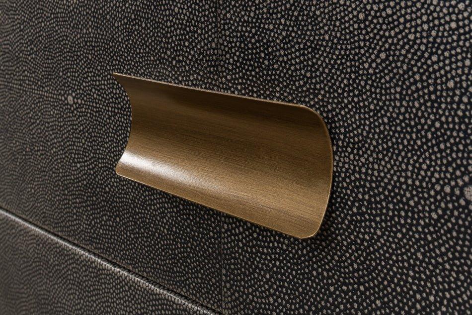 Gideon Shagreen Leather Three Drawer Side Table - LOOMLAN - Sarreid - Side Tables